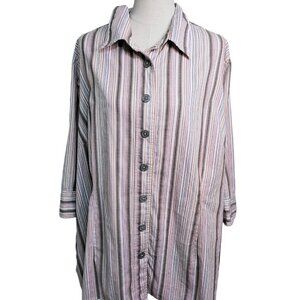 (#444) Avenue Signature Shirt Multicolor Striped Button down Plus Size 30/32